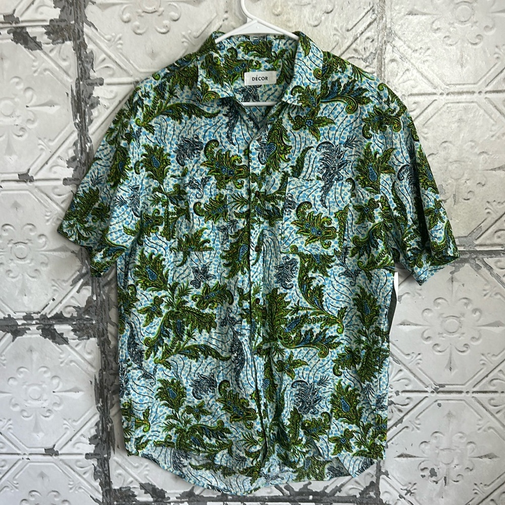 Houston White tropical Hawaiian button down